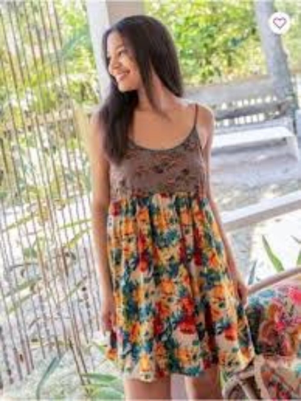 NWT Natural Life Gigi Mini Dress - Grey Orange Roses M
